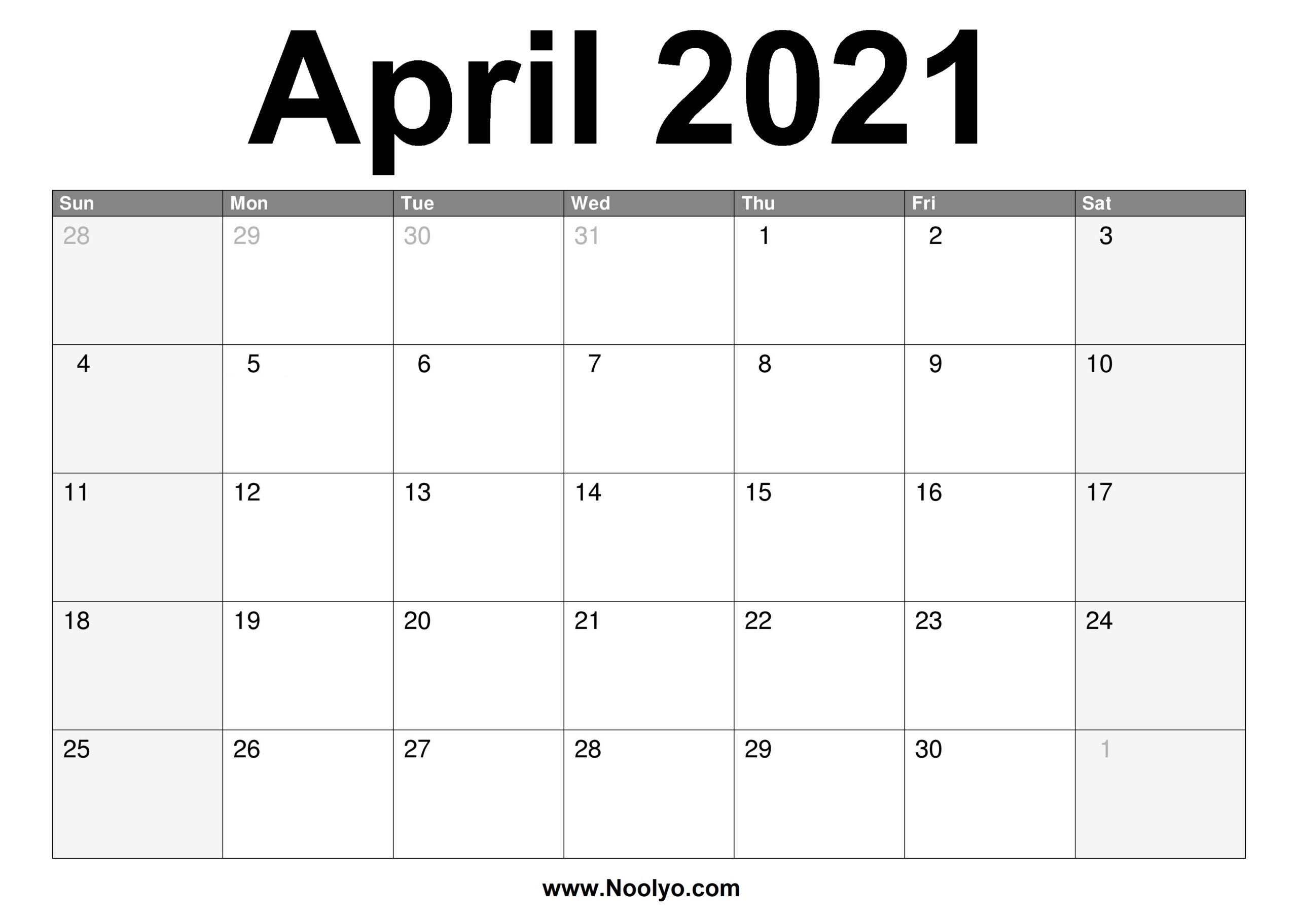 April 2021 Calendar Printable – Free Download