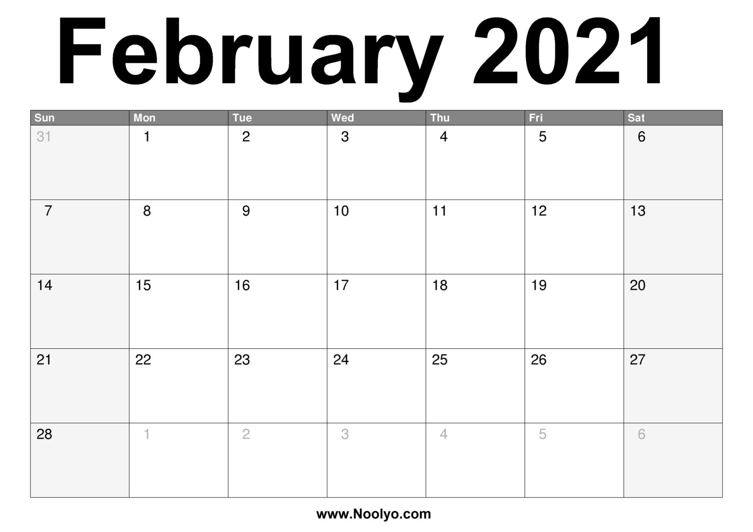 Download printable february 2021 calendars riset
