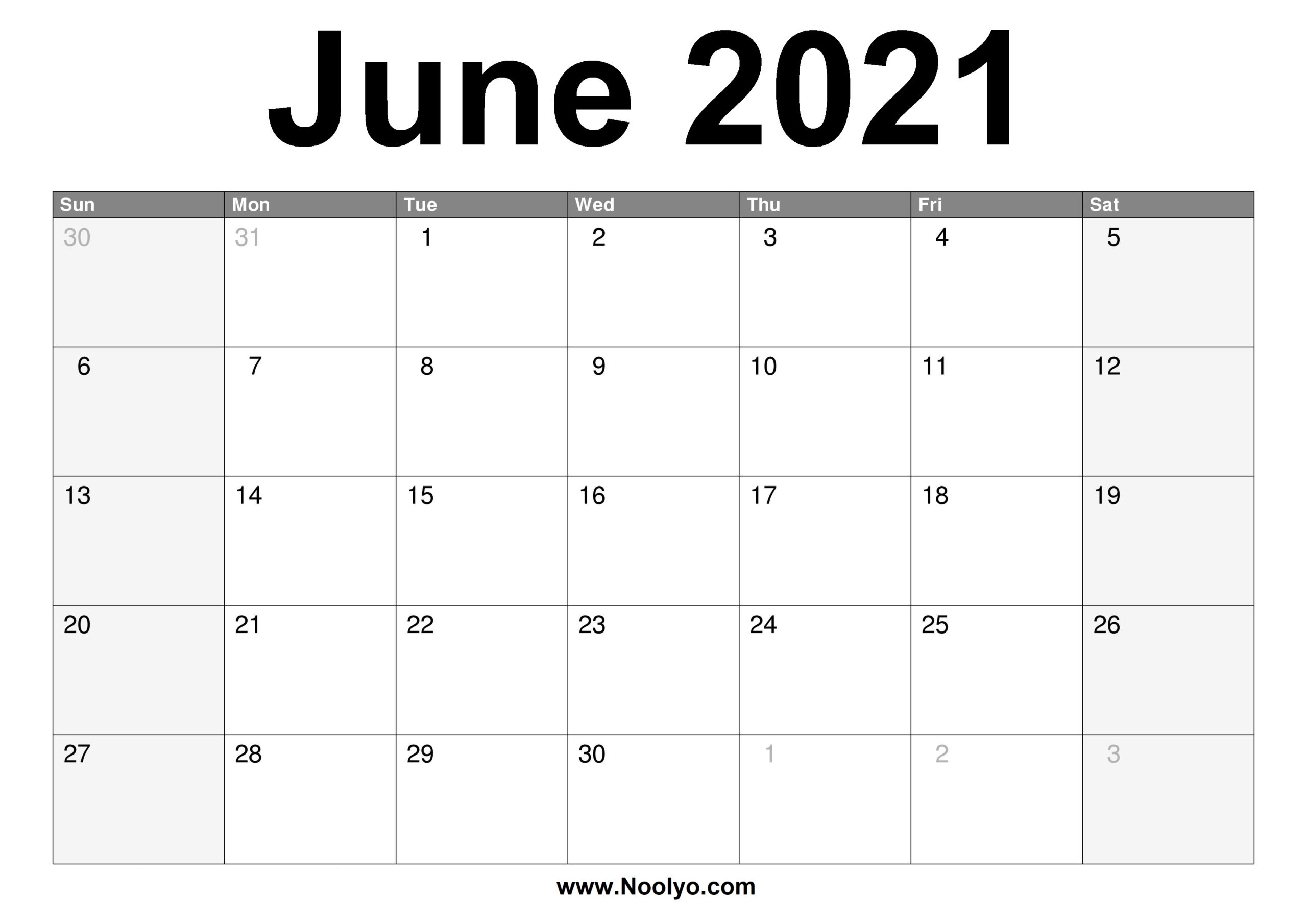 June 2021 Calendar Printable – Free Download