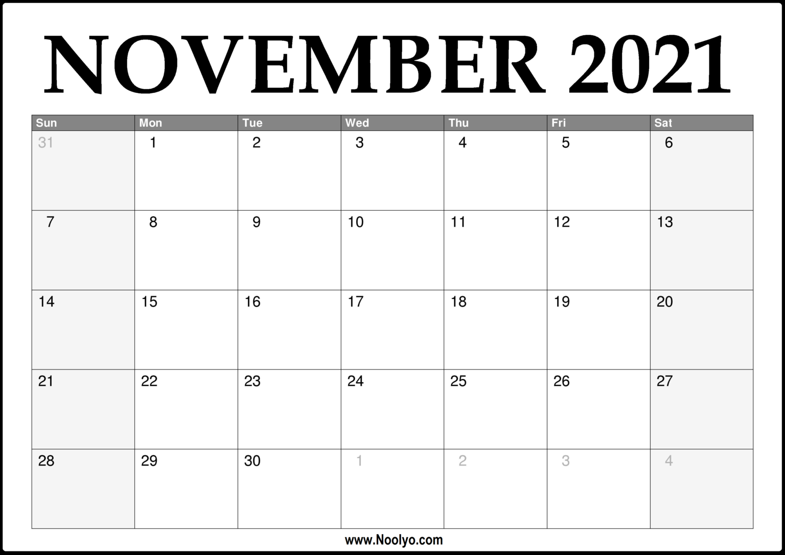 2021 November Calendar Printable Download Free Calendars