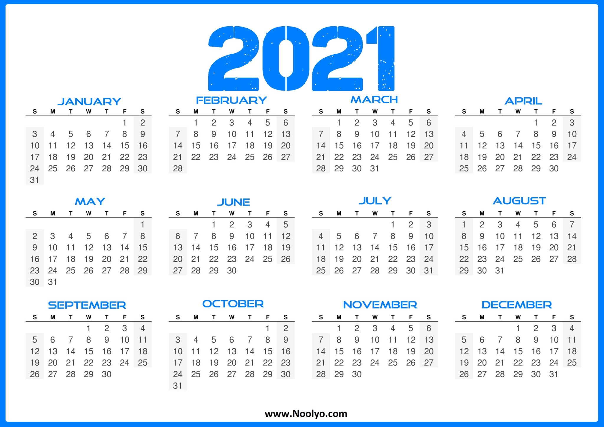 Noolyo Com 2021 Calendars Printable Gambaran