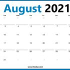 August 2021 Monday Start Calendar Printable