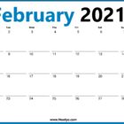 February 2021 Monday Start Calendar Printable