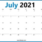 July 2021 Monday Start Calendar Printable Free Download
