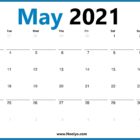 Monday Start May 2021 Calendar Printable HD One Page