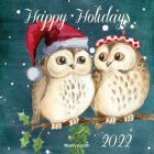 Happy Holidays Card – Printable, Free – Owls