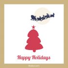 Happy Holidays Card – Printable, Free – Beige, Santa Claus Sleigh