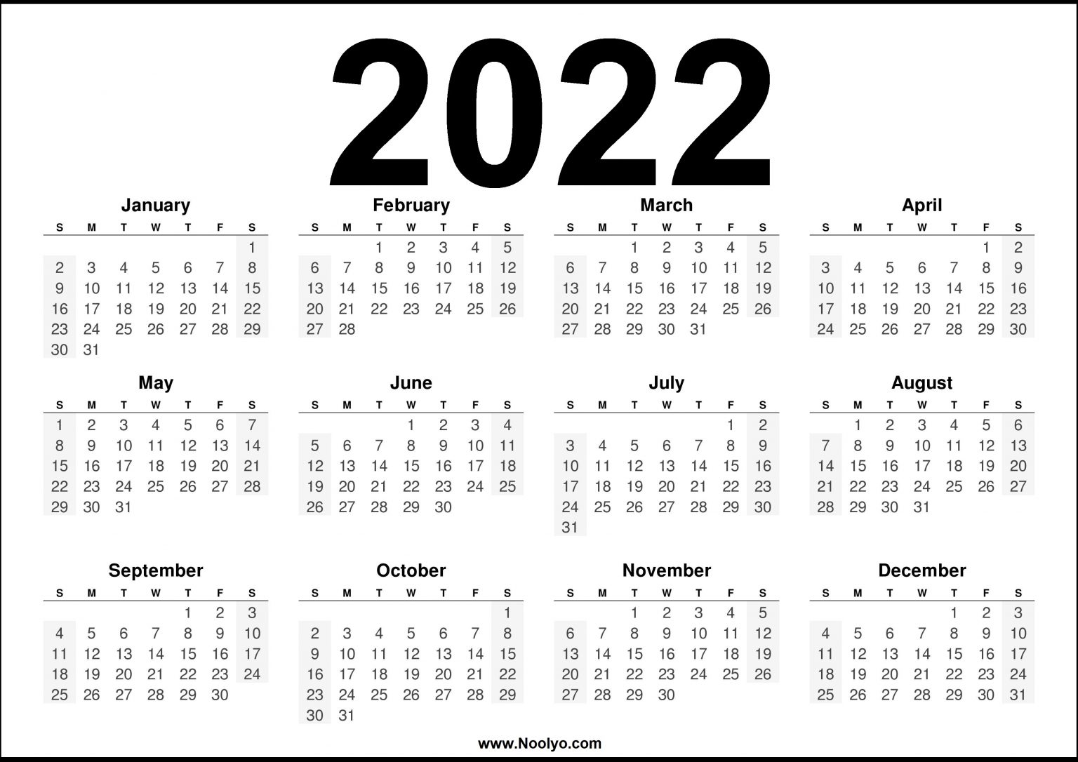 2022 Calendar Printable US Download Free Noolyo Calendars Printable