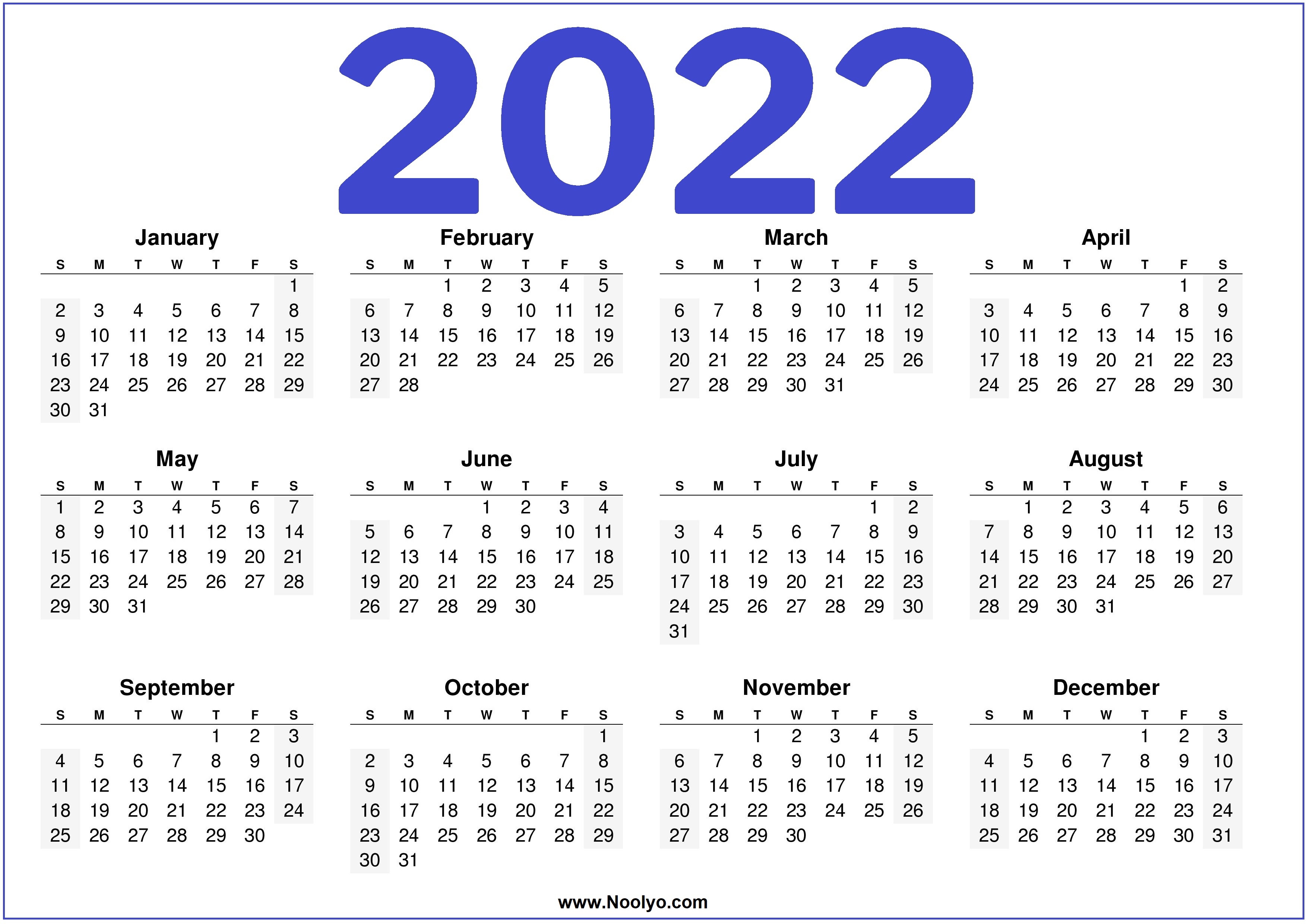 2022 Calendar Printable Us Download Free Calendars Printable