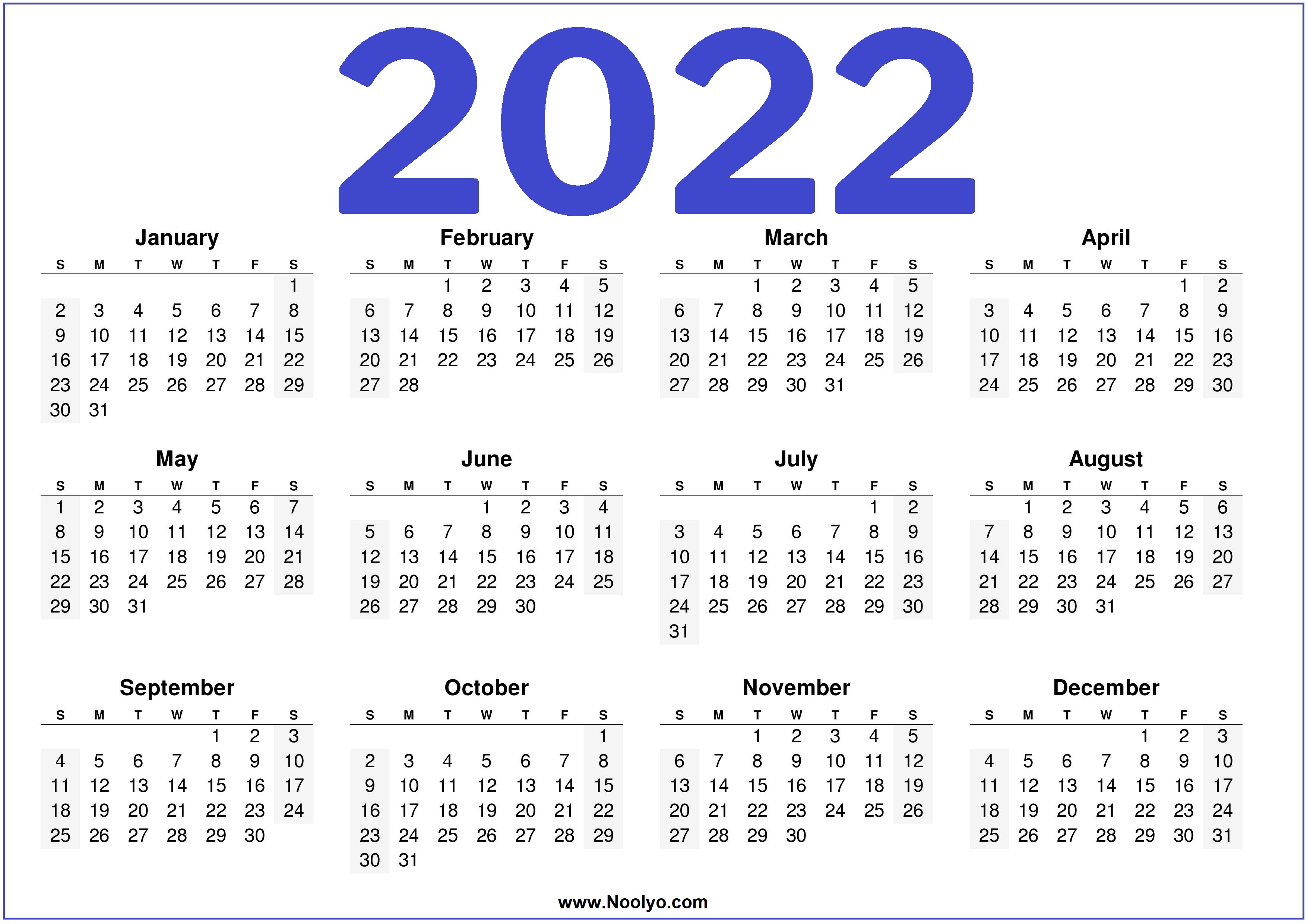 Printable 2022 Yearly Wall Calendar Large 2022 Calendar Etsy 2022