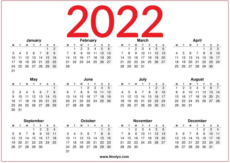 2022 Uk Calendar Printable One Page