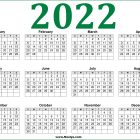 Green 2022 Calendar Printable A4 Size