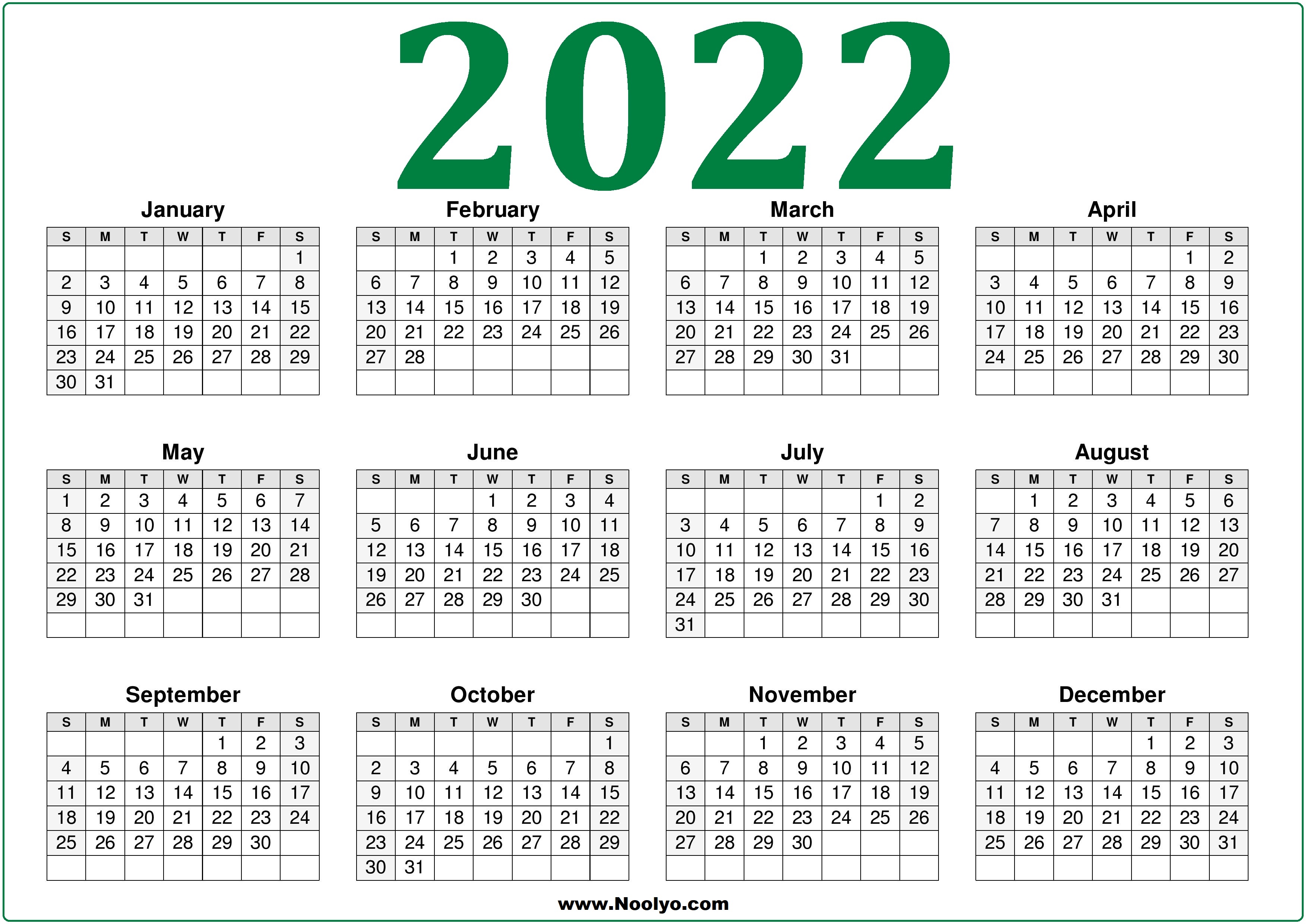 Free 2022 Calendars Horizontal Printable A4 Size Noolyo Com Calendars Porn Sex Picture 