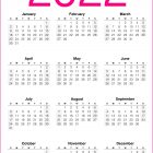 2022 Printable Calendar One Page – Pink