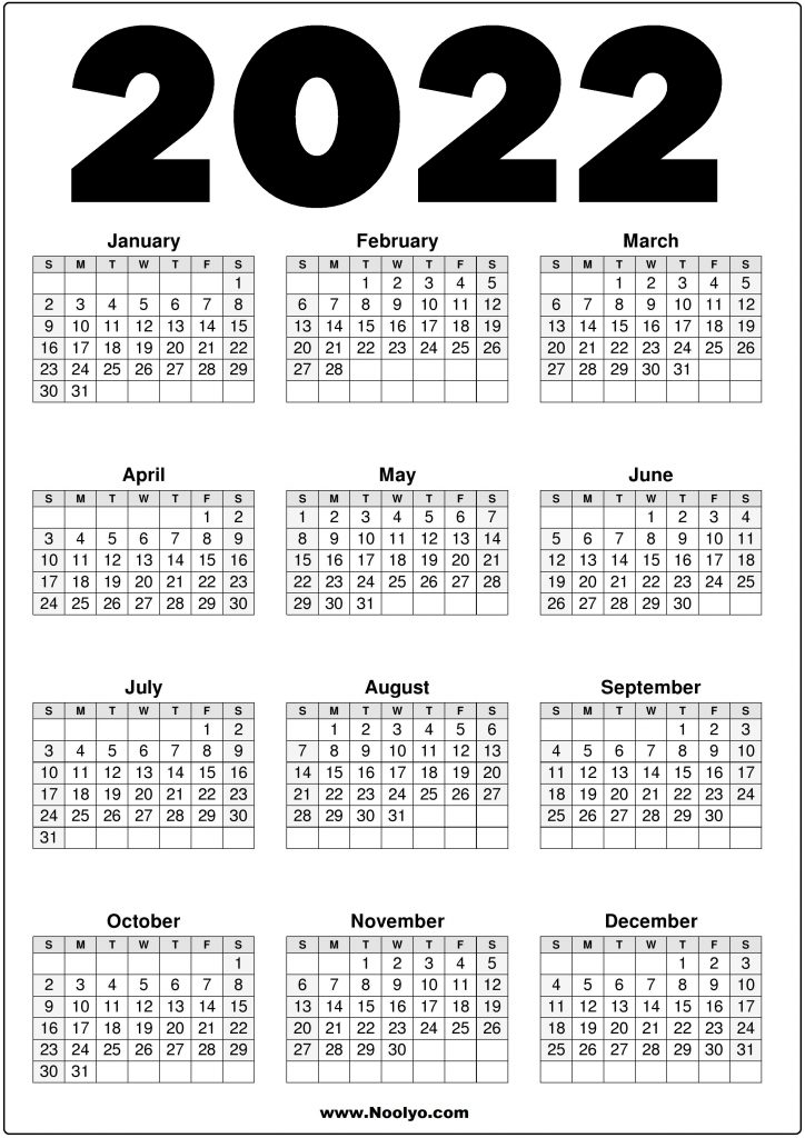 A4 Size 2022 Calendars Printable Free Vertical Calendars