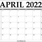 2022 April Calendar Printable – Download Free