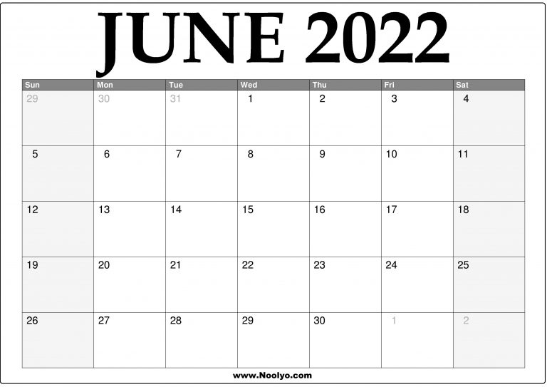 2022 june calendar printable download free noolyocom