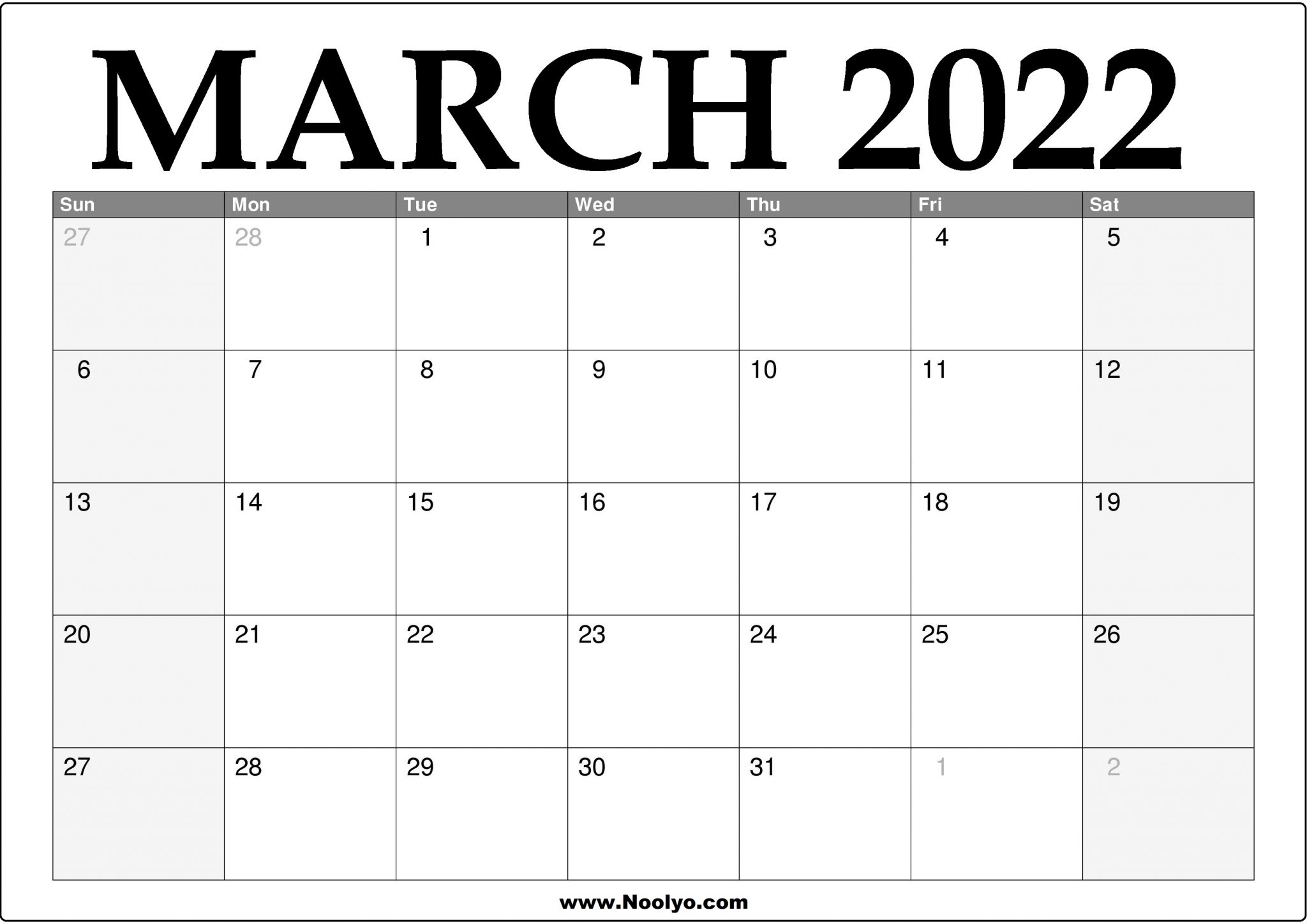 March 2022 Calendars For Word Excel Pdf March 2022 Calendar Free 