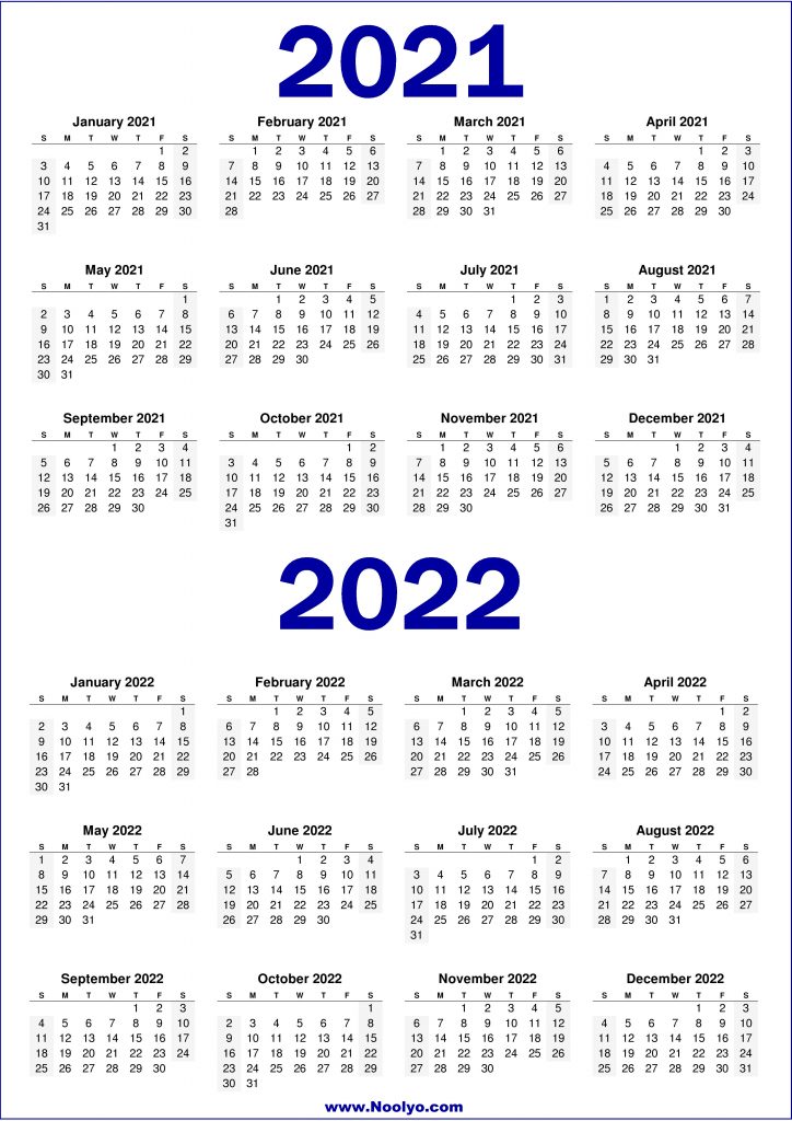 2021 2022 Calendar Printable Calendars 2022 Images