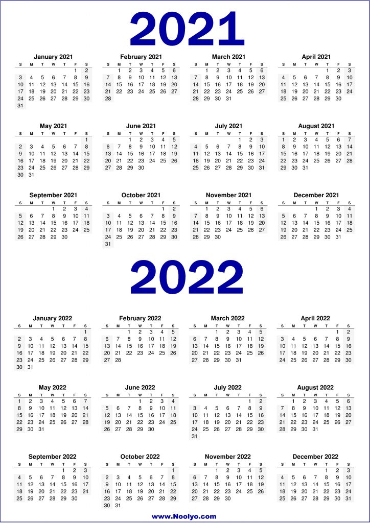 2 Year 2021 And 2022 Calendar Printable Calendars Printable