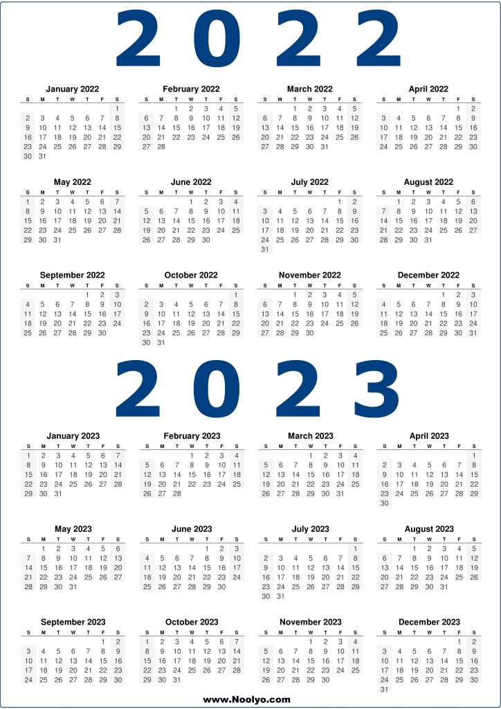 2 Year 2022 And 2023 Calendar Printable Calendars Printable