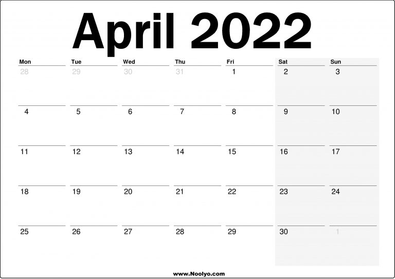 2022 uk april calendar printable noolyocom