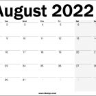2022 UK August Calendar Printable