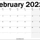 2022 UK February Calendar Free  Printable