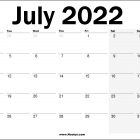 July 2022 UK Calendar Printable