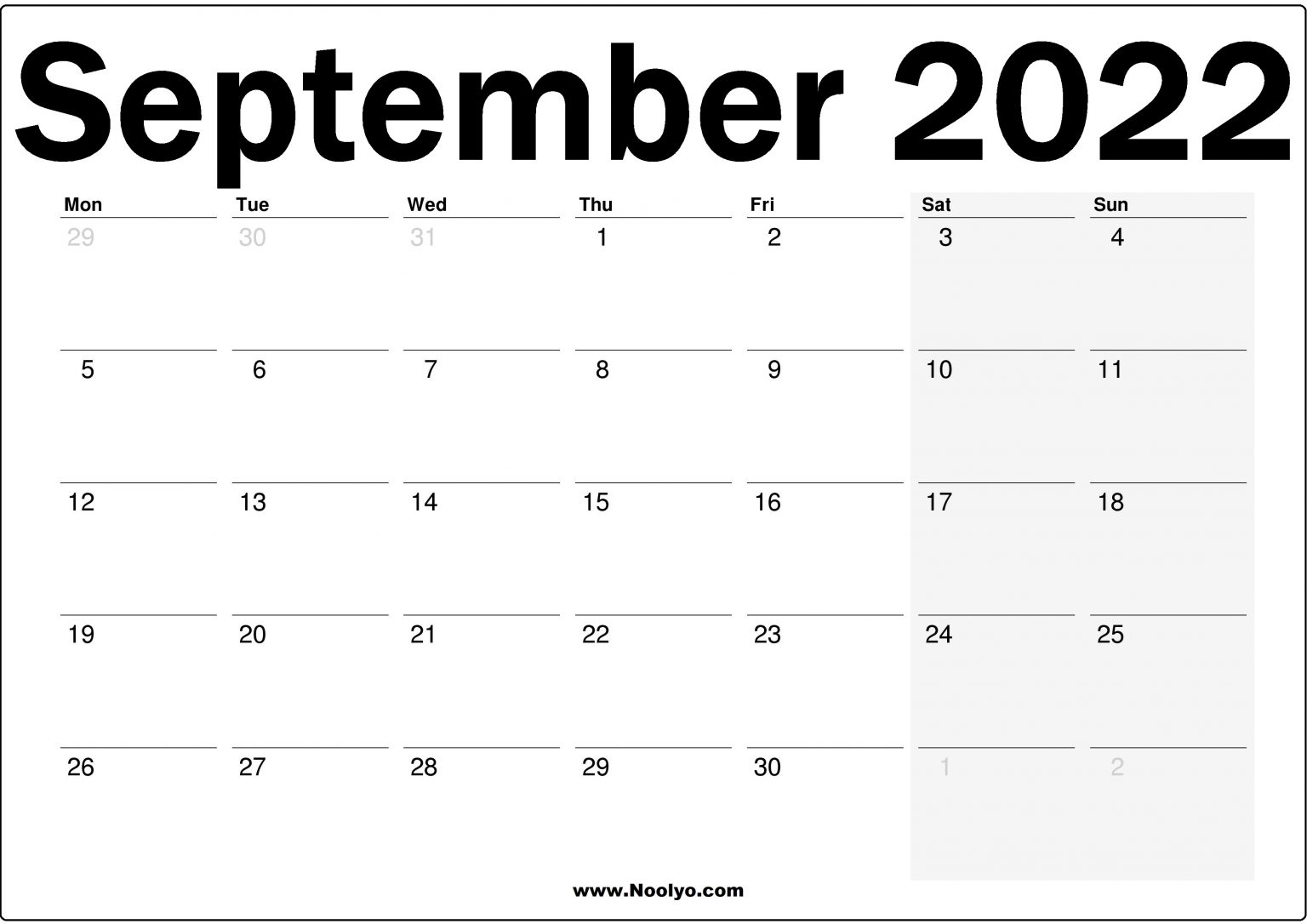 September 2022 UK Calendar Printable Free Noolyo