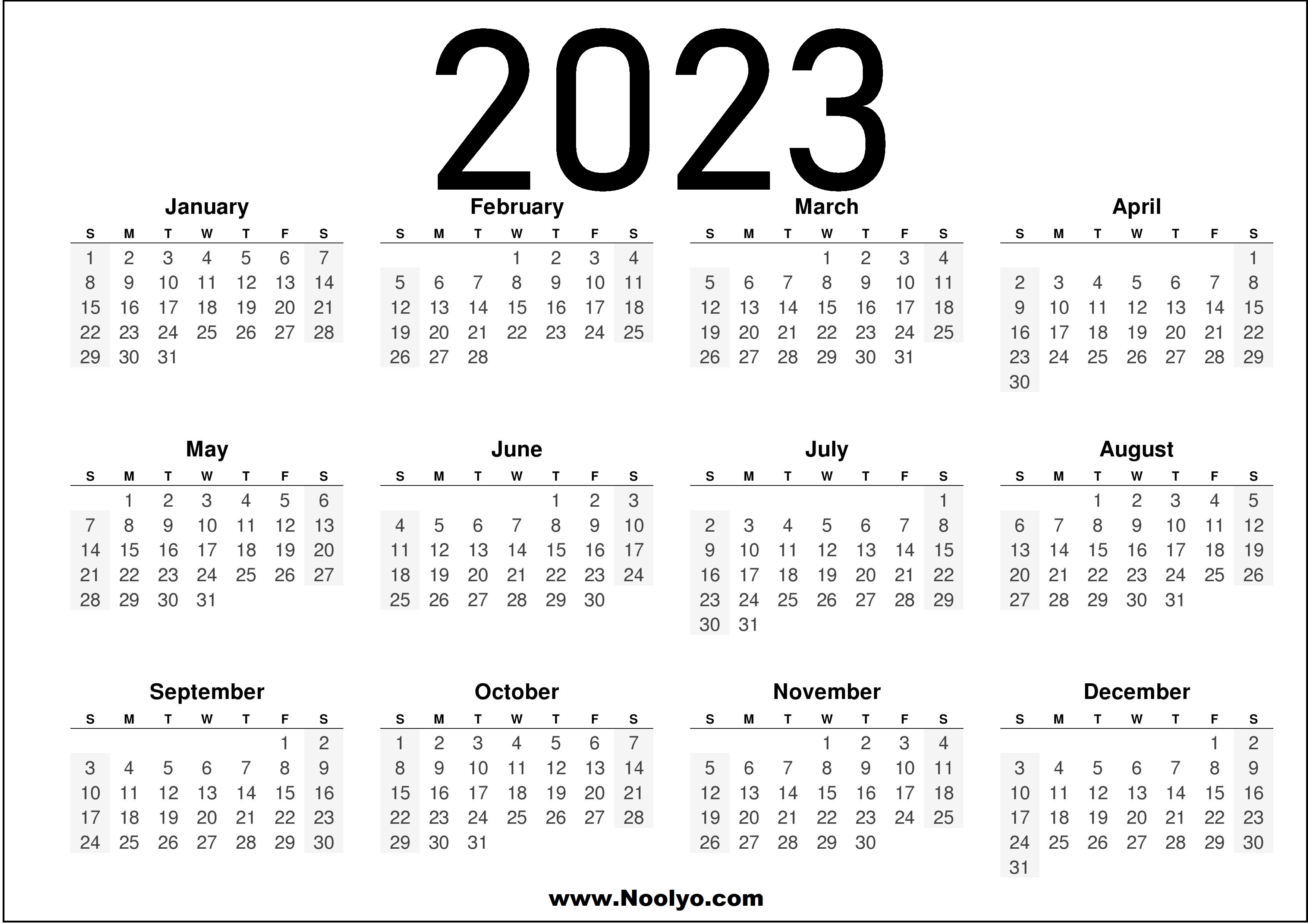 2023 Calendar Printable US