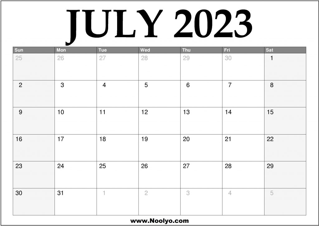 Free Printable July 2023 Calendar Large Squares