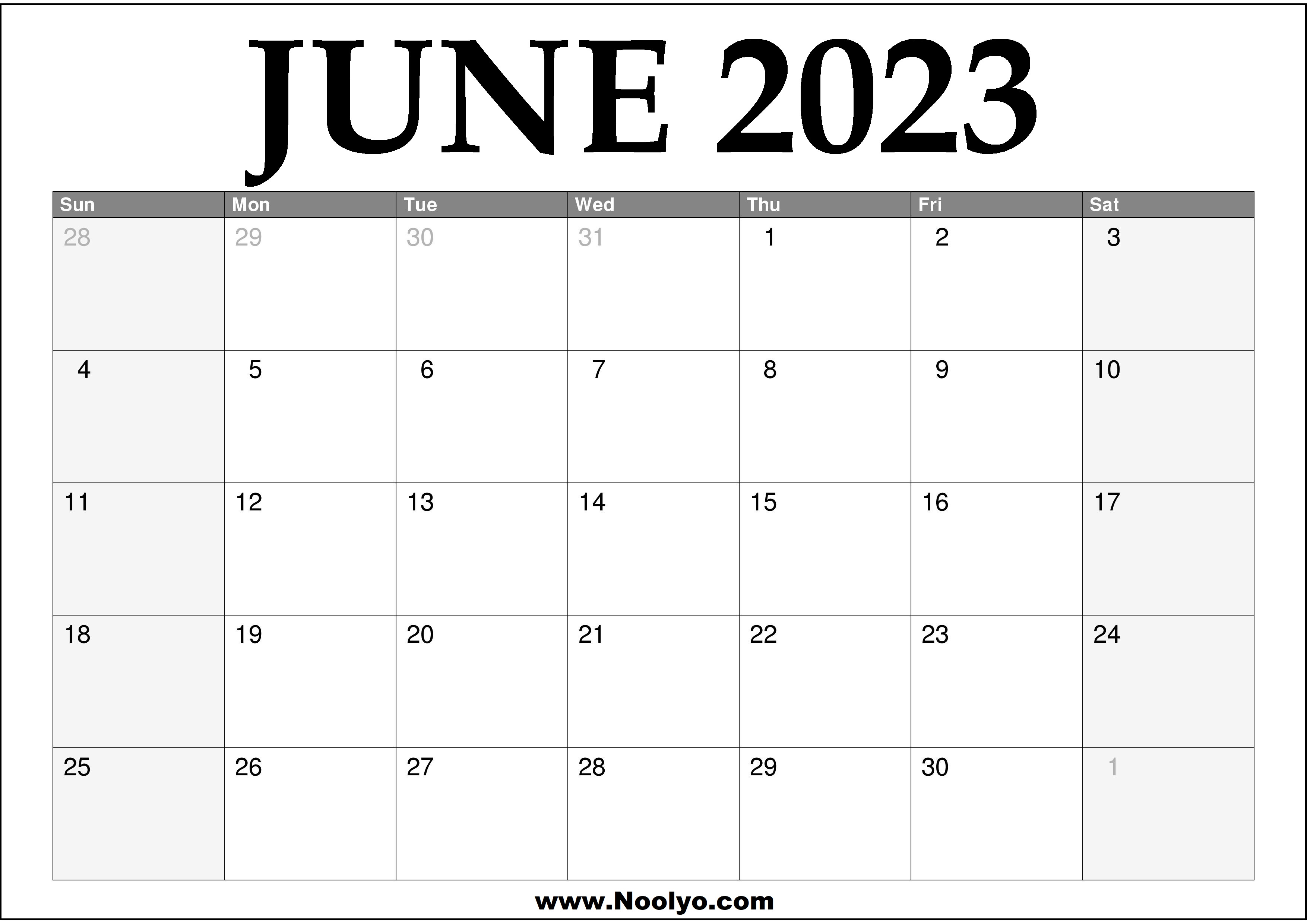 Cute June 2023 Calendar Free Printable