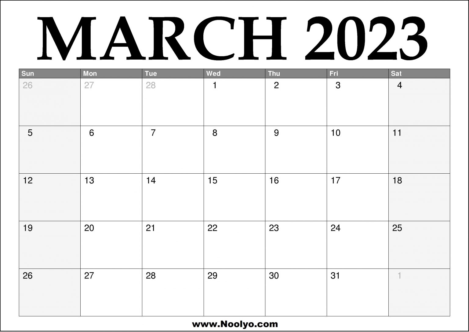 Free 2023 Calendar Printable Uk