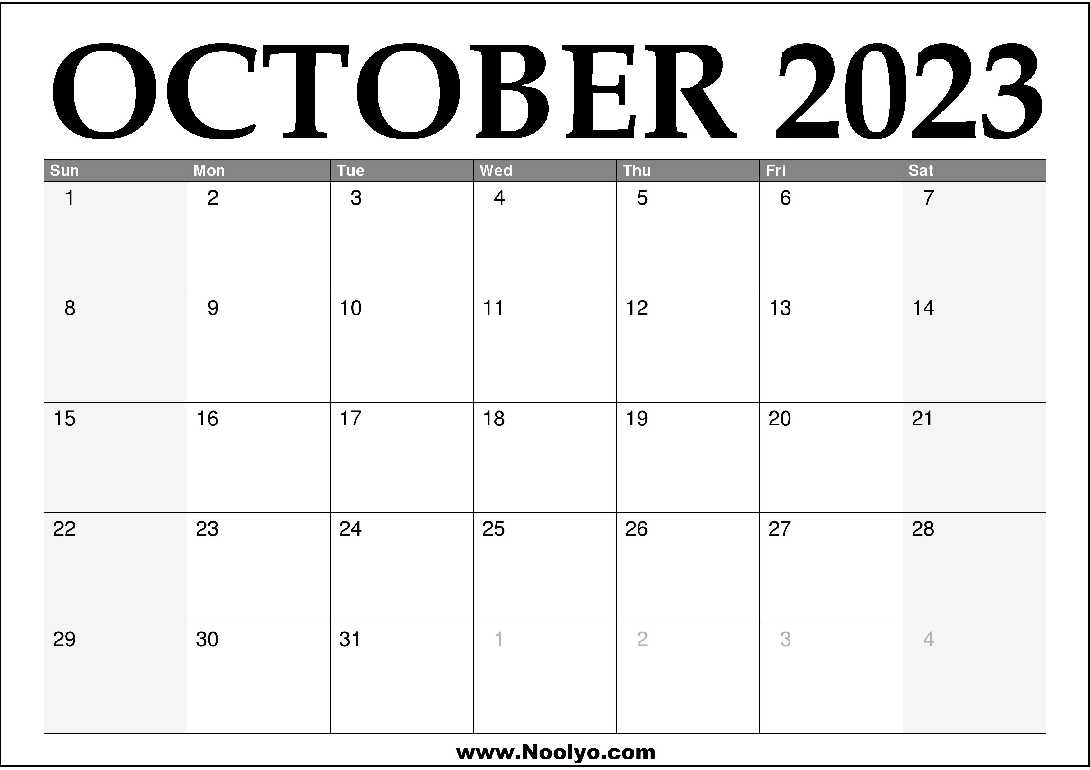 2023 October Printable Calendar Calendars Printable