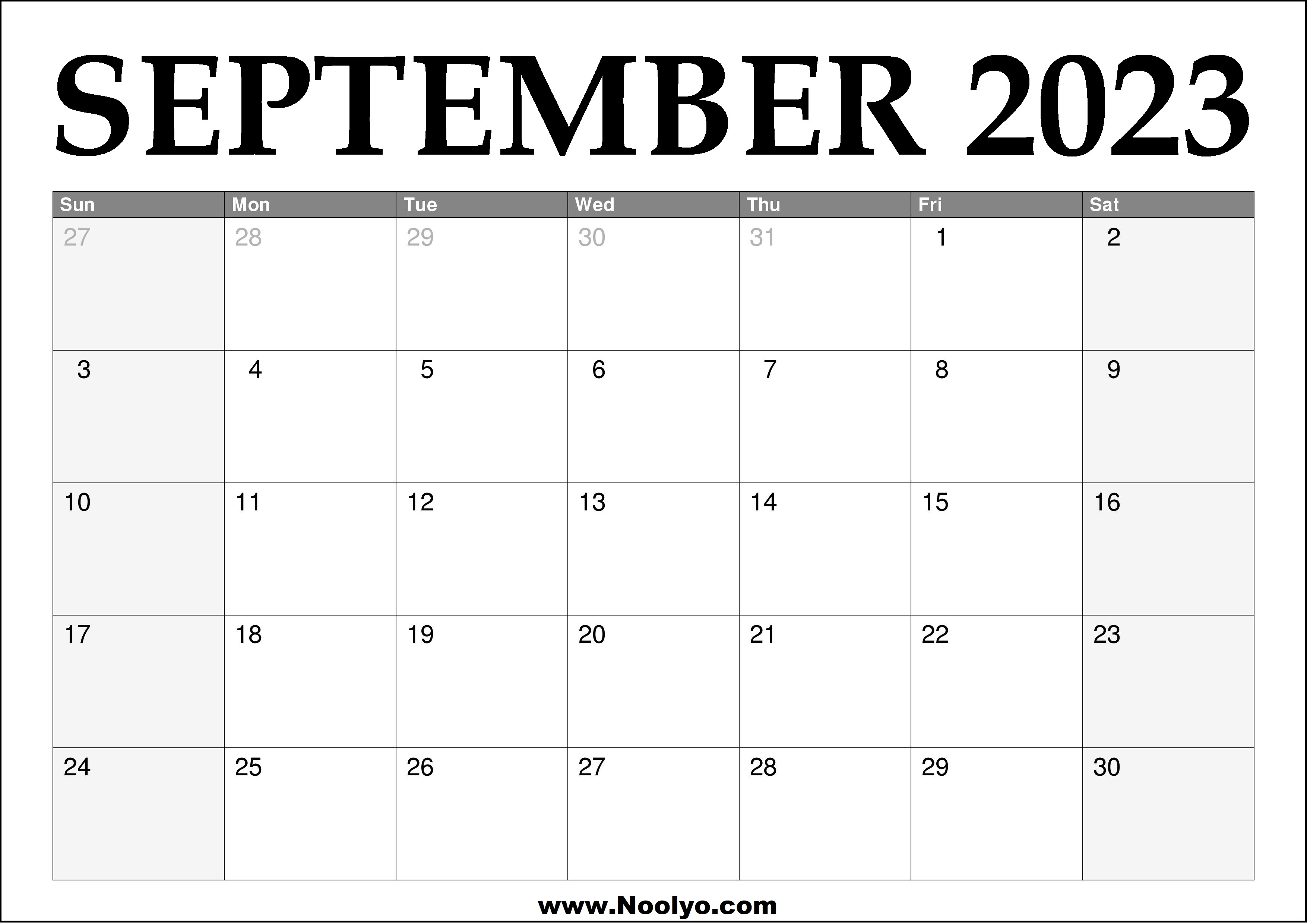 2023 September Calendar Printable Calendars Printable