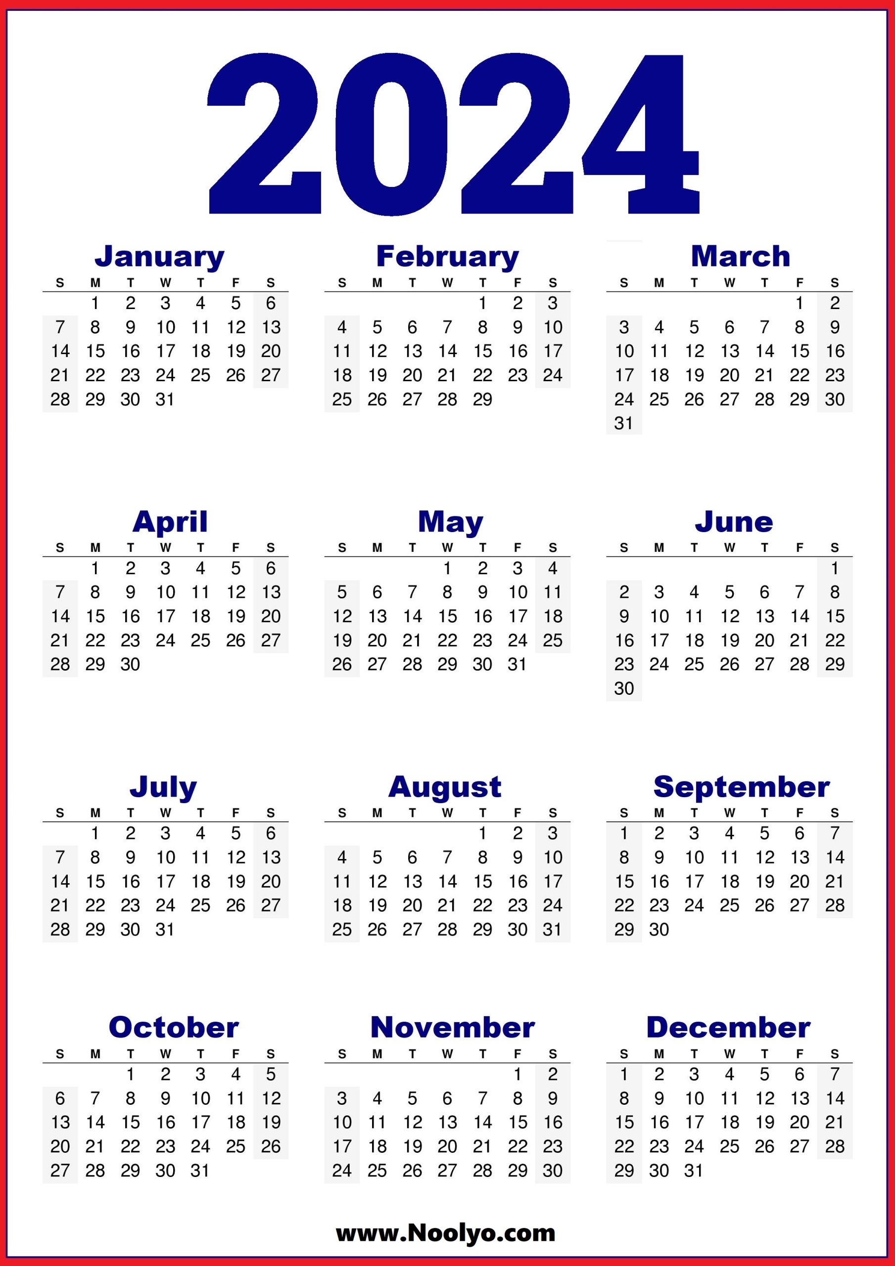 2024 Printable US Calendar