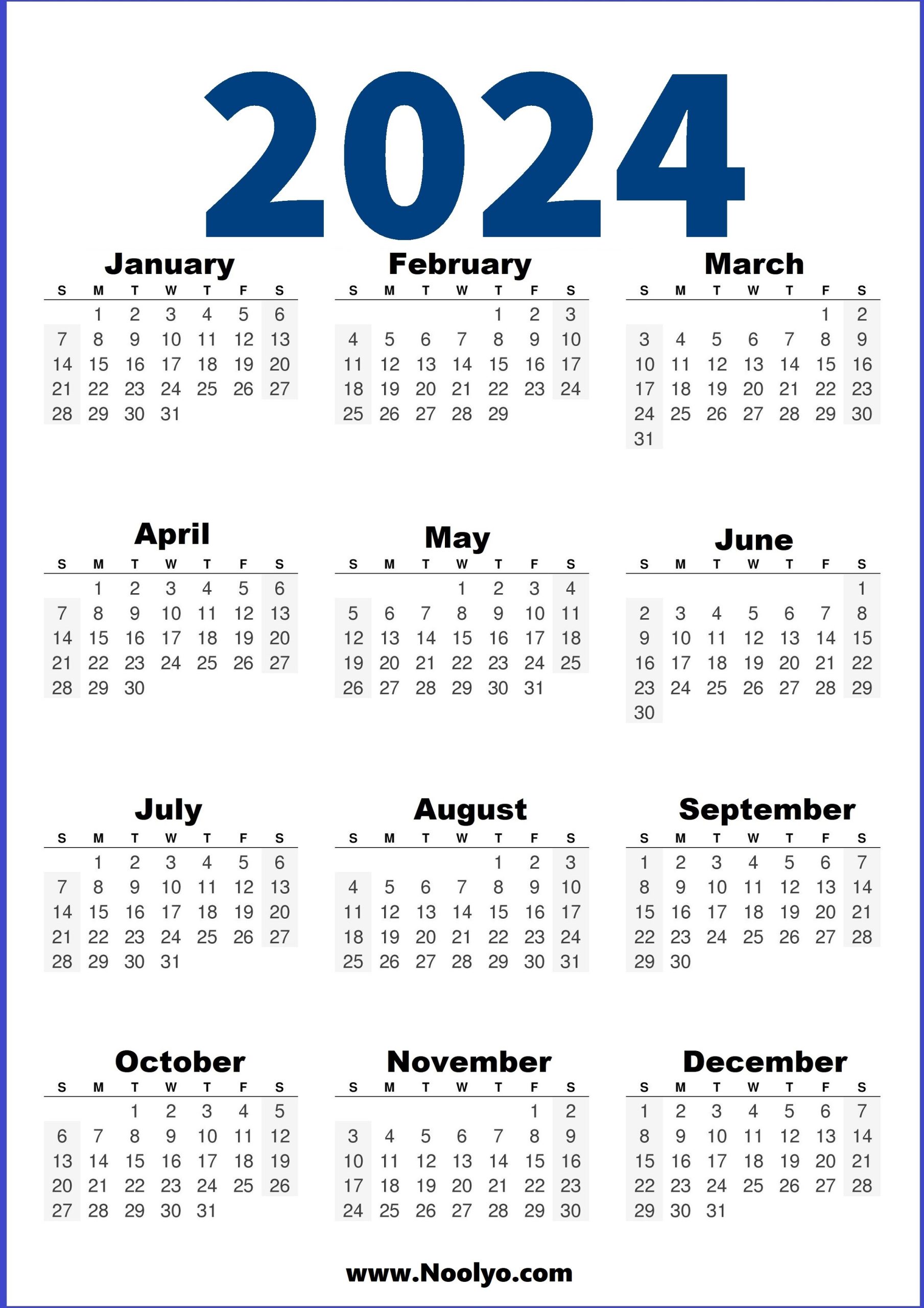 2024 US Calendar Printable