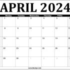 2024 April Printable Calendar