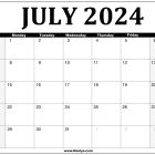 2024 July Printable Calendar