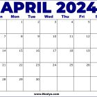 2024 April Calendar United States