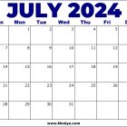 2024 July Calendar United States