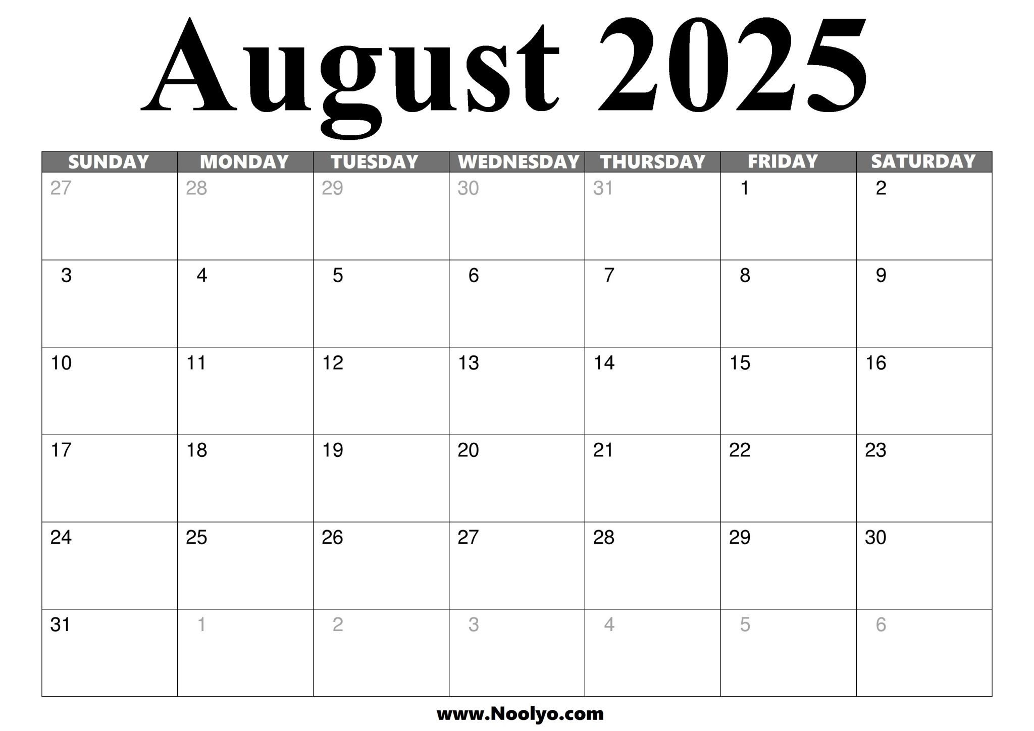 August and september 2026 two months calendar noolyo